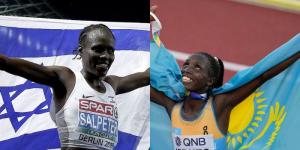 A collage image of former Kenyan runners Lonah Salpeter (L) and Norah Jeruto (R) celebrating  their wins at the 2022 World Athletics Championships staged in Oregon, United States.