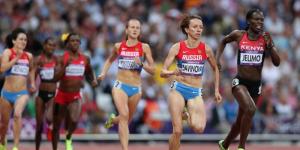Pamela Jelimo leading other athletes in the 800m race Olympic final held on August 18, 2008 in Beijing, China. 