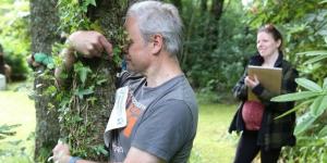 A competitor taking part in a recent Tree Hugging championship staged in Scotland on July 22, 2022.