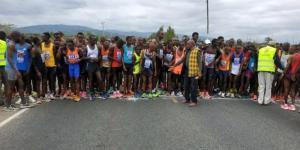 Athletes getting ready to compete at the Machakos Great Run 10km race on July 30, 2022.