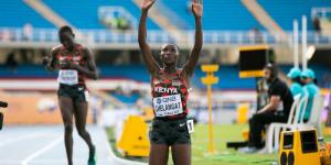 Betty Chelangat celebrating her victory at the 2022 World Under 20 Championships in Cali, Colombia on August 2, 2022.