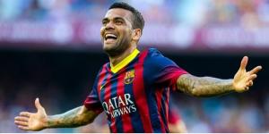 Dani Alvez celebrating in a past Barcelona game.