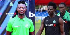 Gor Mahia's player Jules Ulimwengu (left) and John Ochieng (right)