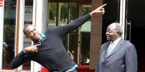 Bolt and the late President Mwai Kibaki