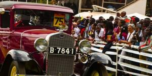 A vintage car taking part in a past Concours D’elegance event.