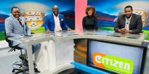 From left to right: Media personalities Steve Shitera, Fred Aracho, Zitah Jimoi and Willis Raburu pose for a photo at Citizen TV studio on October 31, 2022.