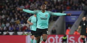 Enock Mwepu celebrates one of his goals for English Premier League side Brighton & Hove Albion.
