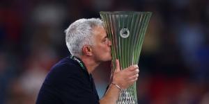 Roma Manager Jose Mourinho After Winning The UEFA Conference League Title on May 25 2022