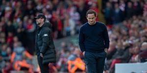 Everton manager Frank Lampard during their 2-0 defeat by Liverpool at Anfield.