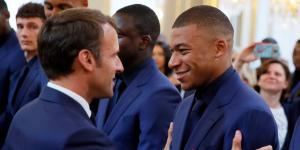 French President Emmanuel Macron Greets PSG Forward Kylian Mbappe