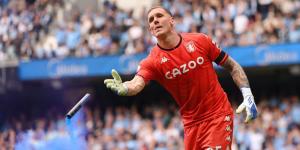 Aston Villa Goalkeeper Robin Olsen In The 2021/22 EPL Final at Eithad Stadium on May 23, 2022