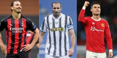 From left Zlatan Ibarahimovic, Giorgio Chiellini (centre), Cristiano Ronaldo (right)