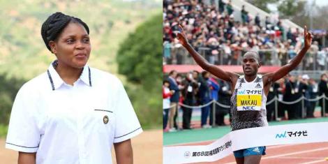 A side-by-side image of KDF sergeant Catherine Mutwa (left) and Kenyan athlete Patrick Makau.