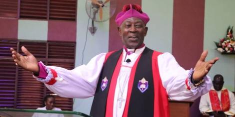 Archbishop of Uganda Stephen Kaziimba presides over a mass at Kyambogo University in Kampala on January 8, 2023. 