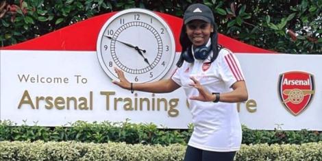 Kenyan-born Arsenal Chef Bernice Kariuki posing for a photo at the club's training ground in London, United Kingdom.
