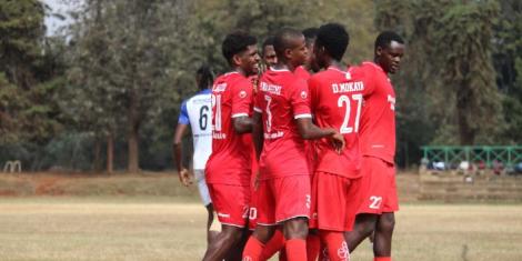 Bandari FC players celebrating a goal in a friendly match played in Nairobi on August 18, 2022.
