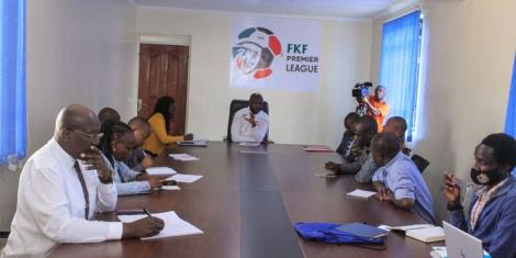 FKF CEO Barry Otieno chairs a deliberation meeting with six clubs in Nairobi on Tuesday, December 20, 2022.