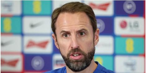 An image of Gareth Southgate  addressing the press