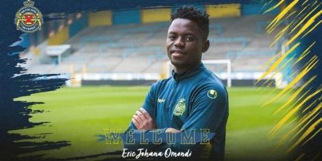 Kenyan International Eric Johana posses as he signs for his new club Waasland-Beveren on January 26.