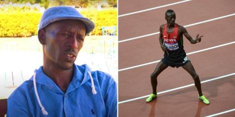 Collage image of Ezekiel Kemboi in an interview with Cheche 254 in 2022 (left) and him dancing during the London 2012 Olympic Games (right). 