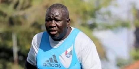 Former Harambee Stars defender and current Bunge FC head coach George Sunguti presiding over a past training session.