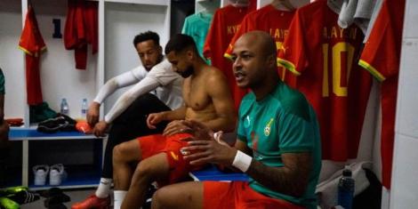 Ghana captain André Ayew addressing team mates after their 1-0 victory against Nicaragua on September 27, 2022 in Spain.