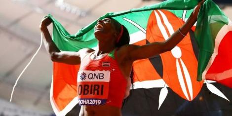 Hellem Obiri Celebrating her Win at the Tokyo Olympics 2020