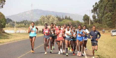 Athletes take part in a training session in Iten.