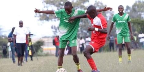Kabarnet Boys and St. Anthony's High School Players in action during the Rift Valley region finals held on August 4 at Nakuru High School grounds.