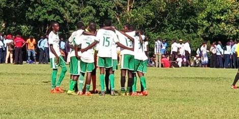 Kakamega High School players praying in a previous match.
