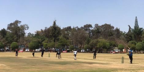 The Kenyan deaf cricket players in action during a training session in Umoja, Nairobi.