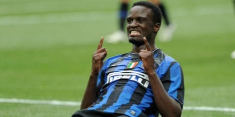 Former Kenyan international McDonald Mariga celebrates scoring a goal for Inter Milan during his stint at the Italian club.
