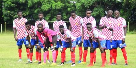 Nzoi FC players before their match against Kakamega Homeboyz December 4.