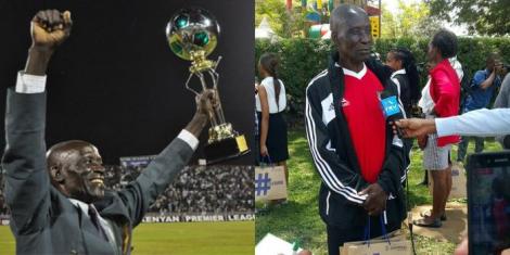 A collage image showing Maurice Ochieng holding an award (L) and being interviewed (R).