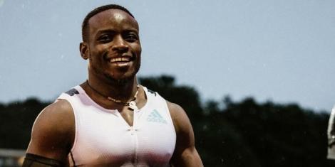 Ferdinand Omanyala all smiles during the 2022 Leichtathletick World Continental Tour staged in Lucerne, Switzerland on August 31.