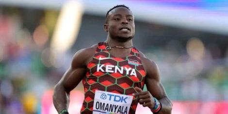 Ferdinand Omanyala representing Kenya at the 2022 World Athletics Championships staged in Oregon, United States.