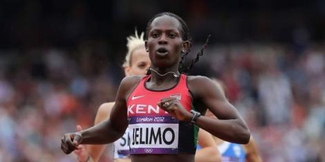Pamela Jelimo in action during the 2012 London Olympic Games in England.