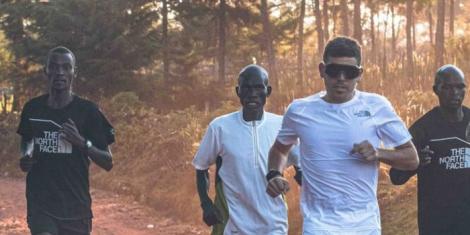 Spanish athlete Pau Capell training alongside Kenyan athletes in Iten, Elgeyo-Marakwet County.