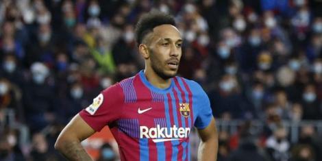 Pierre-Emerick Aubameyang reacting in a past match for Barcelona FC.