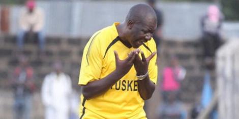 Tusker FC head coach Robert Matano reacting in a past match.