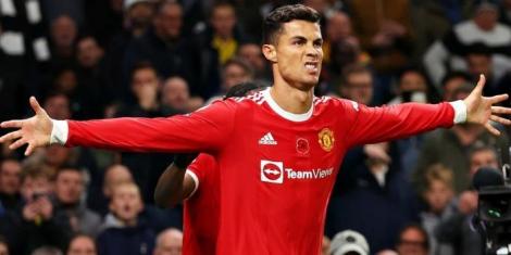 Cristiano Ronaldo celebrating a goal in a past premier league match