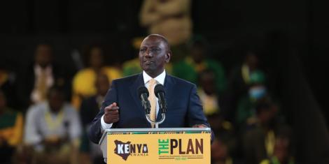Deputy President William Ruto at Kasarani Stadium during the launch of Kenya Kwanza manifesto on Thursday June 30,2022