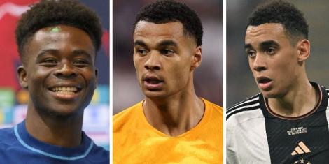 From left to right: Bukayo Saka (England), Cody Gakpo (Netherlands) and Jamal Musiala (Germany). 
