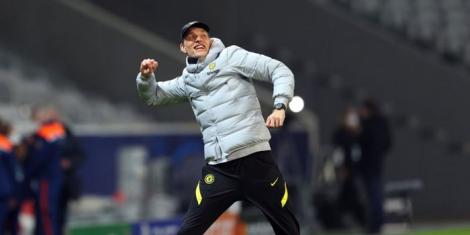 Thomas Tuchel celebrating a moment in a past Chelsea match.