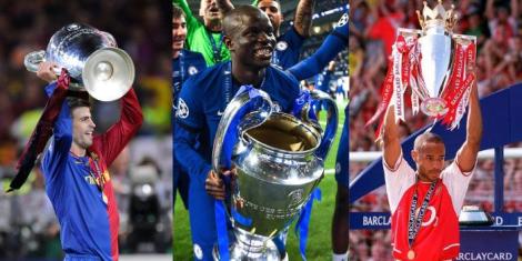 Gerard Pique, N'Golo Kante and Thierry Henry