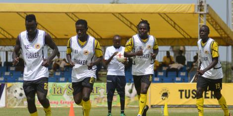 Tusker FC players warming up before an FKF PL match