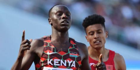 Kenya's Emmanuel Korir celebrating his 800m victory at the World Athletics Championships on Sunday July 24, 2022 in Oregon, United States.