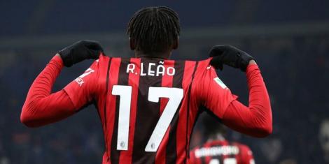 AC Milan and Portuguese forward Rafael Leao celebrating one of his goals for the Rossoneri.