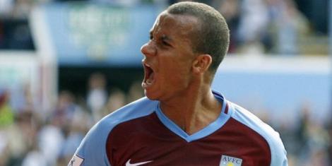 Former Aston Villa forward Gabriel Agbonlahor celebrating one of his goals against Manchester City during the 2009/2010 EPL season.