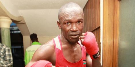 Kenyan boxer Nicholas Okongo Okoth posing for a photo after a past training session.
